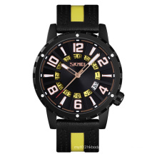 New Arrival Skmei 9202 Leather Quartz Watch Men Wristwatch Yellow Waterproof 3ATM Branded